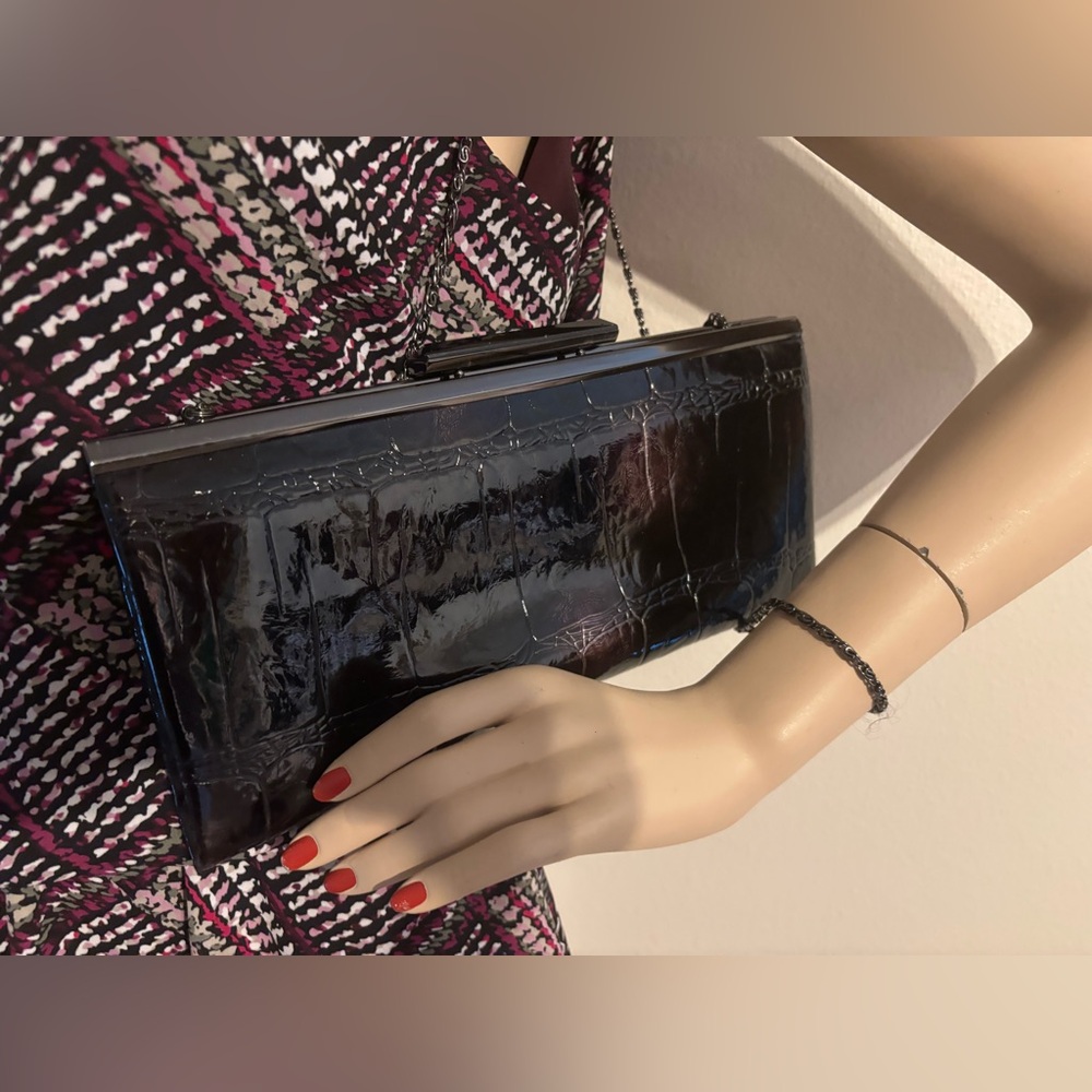 Kate Landry Black/purple Patent Leather Clutch